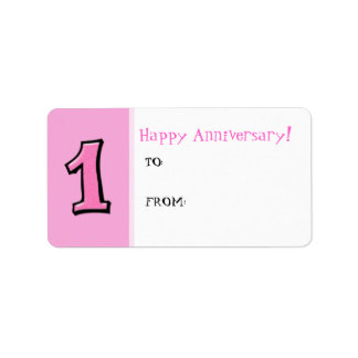 Silly Numbers 1 pink Anniversary Gift Tag Label