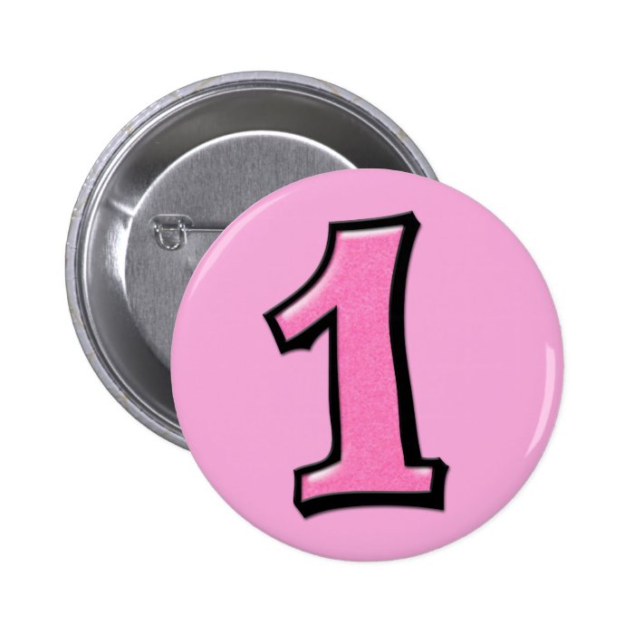 Silly Numbers 1 pink Button