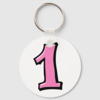 Silly Numbers 1 pink Keychain