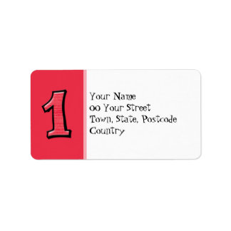 Silly Numbers 1 red Address Label