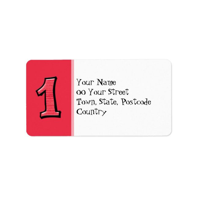 Silly Numbers 1 red Address Label (Front)