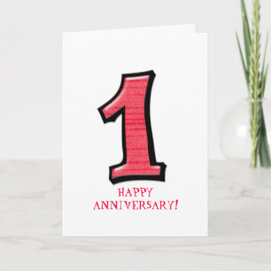 Silly Numbers 1 red Anniversary Card