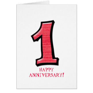 Silly Numbers 1 red Anniversary Card