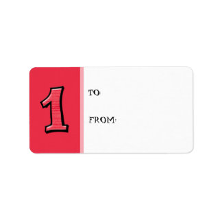 Silly Numbers 1 red Gift Tag Label
