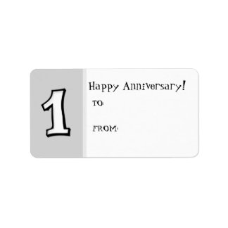 Silly Numbers 1 white Anniversary Gift Label