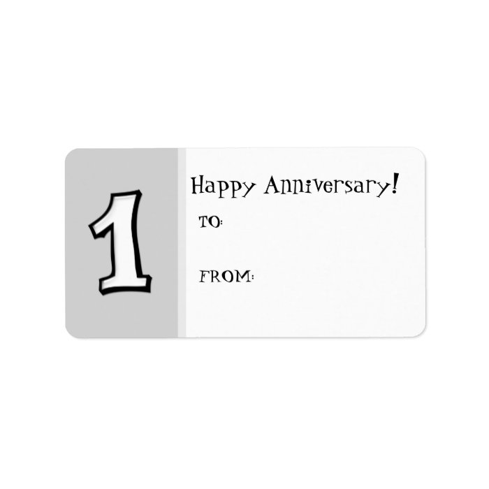 Silly Numbers 1 white Anniversary Gift Label