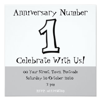 Silly Numbers 1 white Anniversary Invitation