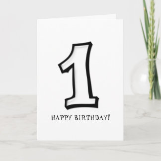 Silly Numbers 1 white Birthday Card