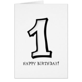 Silly Numbers 1 white Birthday Card