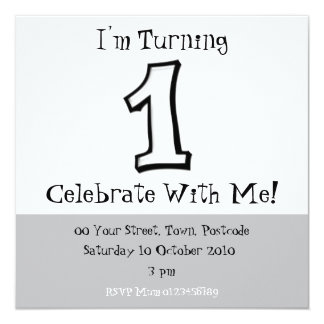 Silly Numbers 1 white Birthday Invitation