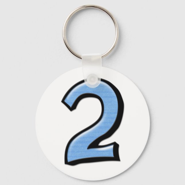 Silly Numbers 2 blue Keychain (Front)