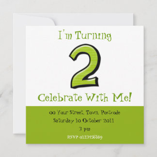 Silly Numbers 2 green Birthday Invitation