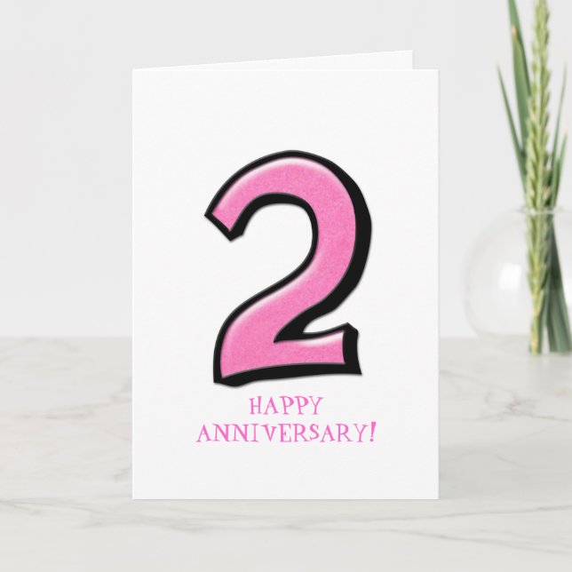 Silly Numbers 2 pink Anniversary Card (Front)