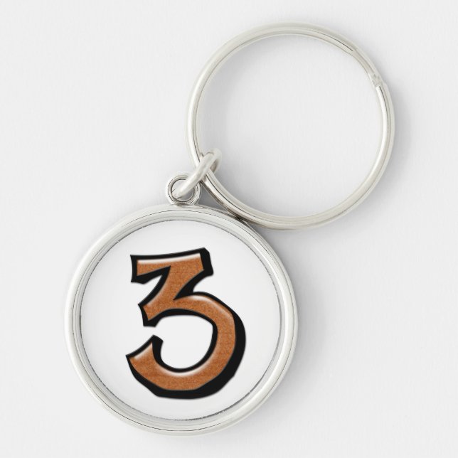 Silly Numbers 3 chocolate Premium Keychain (Front)