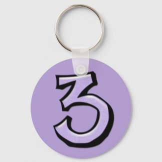 Silly Numbers 3 lavender Keychain