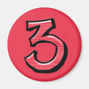 Silly Numbers 3 red Magnet