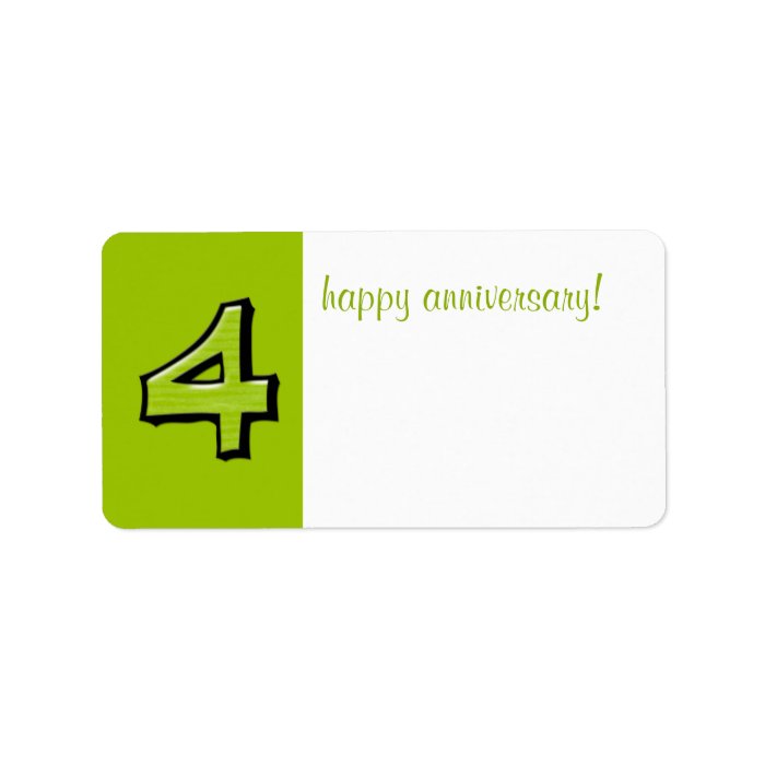 Silly Numbers 4 green Anniversary Gift Label
