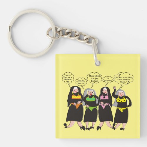 Silly Nuns in Bikinis  Keychain