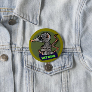 silly opossum button