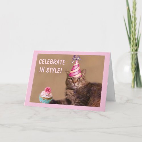 Silly Party Cat Celebration Birthday Card