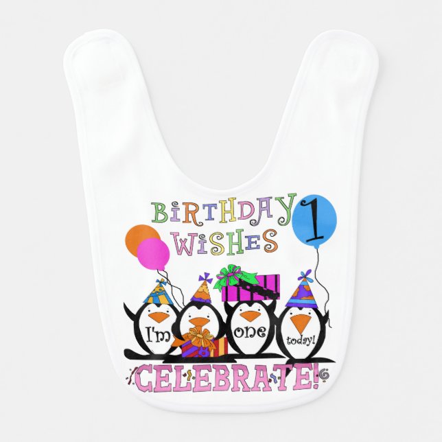 Silly Penguins 1st Birthday Bib (Front)