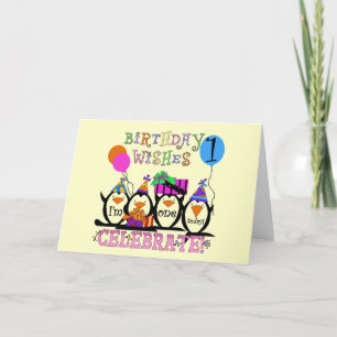 Silly Penguins 1st Birthday Tshirts and Gifts Card