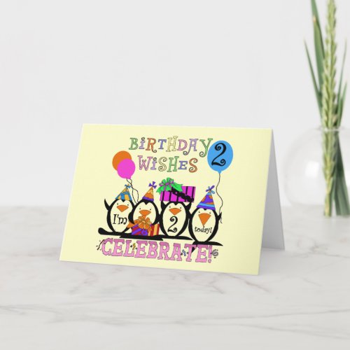 Silly Penguins 2nd Birthday T_shirts and Gifts Card