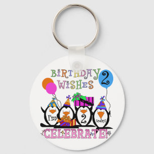 Silly Penguins 2nd Birthday T-shirts and Gifts Keychain