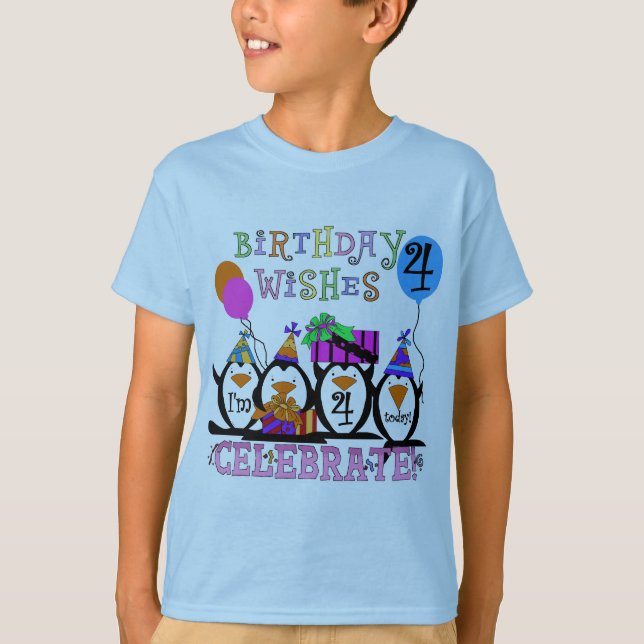 Silly Penguins 4th Birthday T-shirts and Gifts (Front)