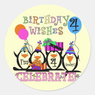 Silly Penguins 4th Birthday T-shirts and Gifts Classic Round Sticker