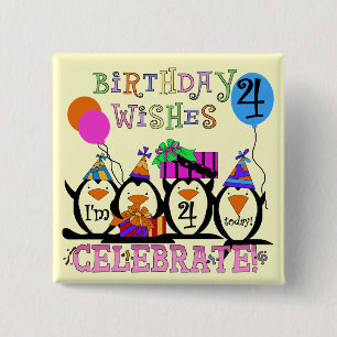 Silly Penguins 4th Birthday T-shirts and Gifts Pinback Button