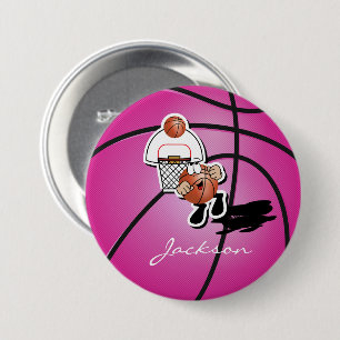 Silly Pink Basketball Guy   Personalized Button