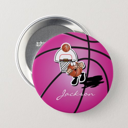 Silly Pink Basketball Guy  Personalized Button