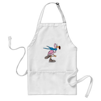 silly pink flamingo ice skating adult apron