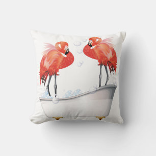 Silly Pink Flamingos Throw Pillow