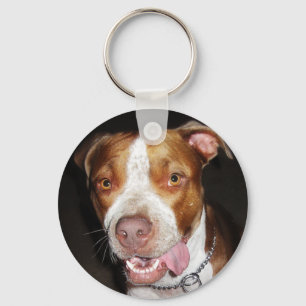 Silly Pitbull Portrait Keychain