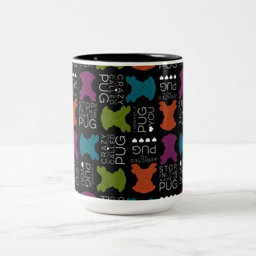 Silly Pug Songs Mug With Glitter Pugs