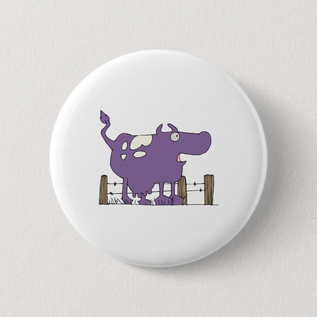 Silly Purple COw Pinback Button (Front)