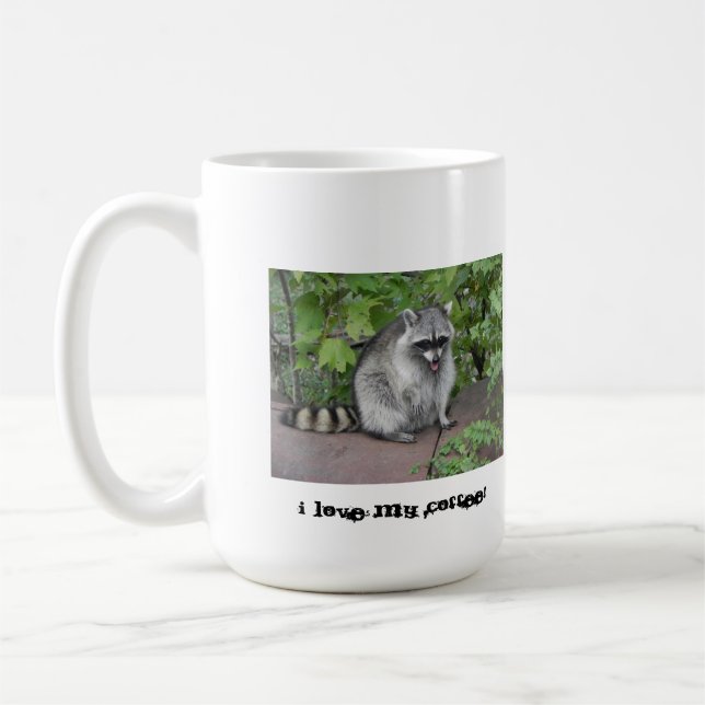 Silly Raccoon Coffee Mug (Left)