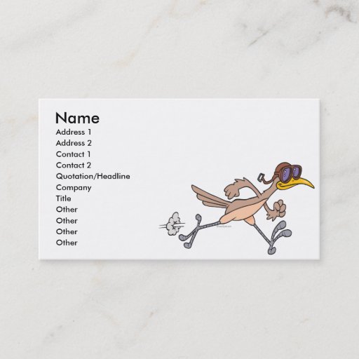 Customizable silly roadrunner bird cartoon business card