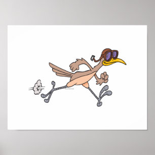 silly roadrunner bird cartoon poster