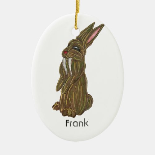 Silly Saber Tooth Rabbit Ceramic Ornament