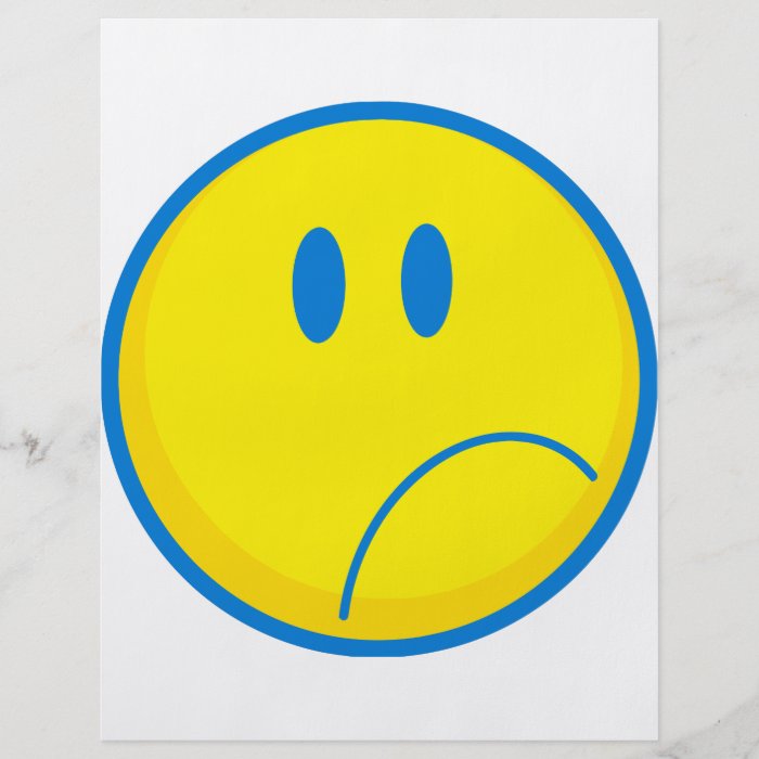 silly sad face smiley yellow and blue personalized flyer