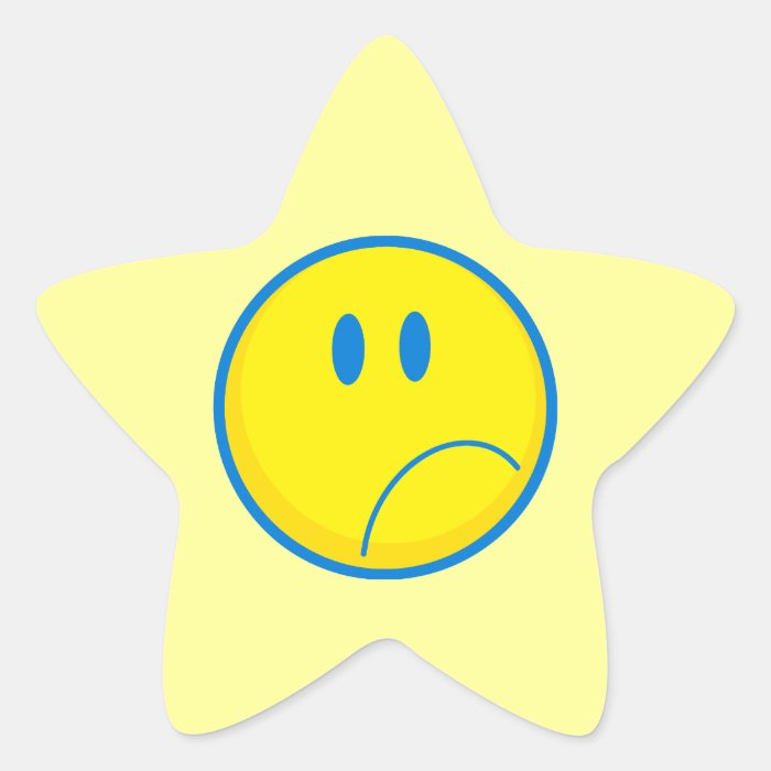 silly sad face smiley yellow and blue stickers