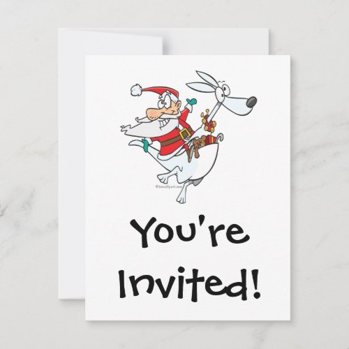 silly santa on a kangaroo funny cartoon invitation