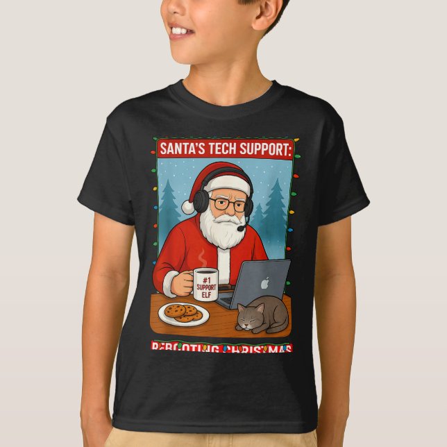 Silly Santa Rebooting s Support Tech T-Shirt (Front)