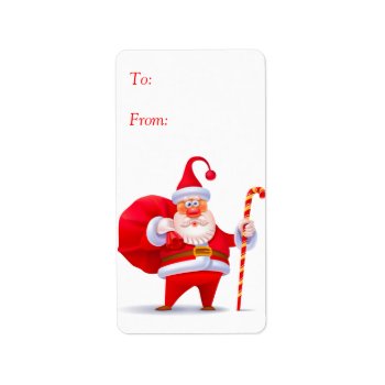 Silly Santa With Candy Cane Gift Tags by Everydays_A_Holiday at Zazzle