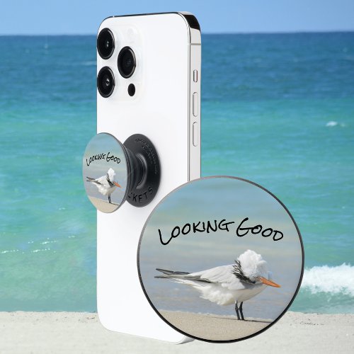 Silly SeaBird Looking Good Beach Yoga Photographic PopSocket