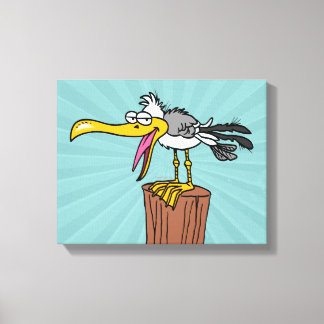 silly seagull cartoon canvas print