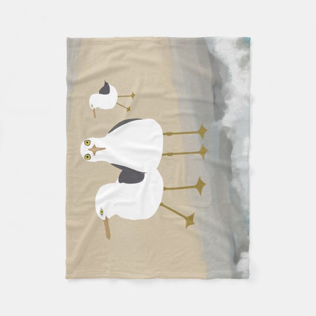Silly Seagulls Fleece Blanket (Front)